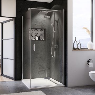 Breuer Panorama Duschtür mit Seitenwand - 90 x 90 cm Drehfalttür