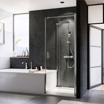 Breuer Panorama Duschtür mit verk. Seitenwand - 80 x 80 cm Drehfalttür