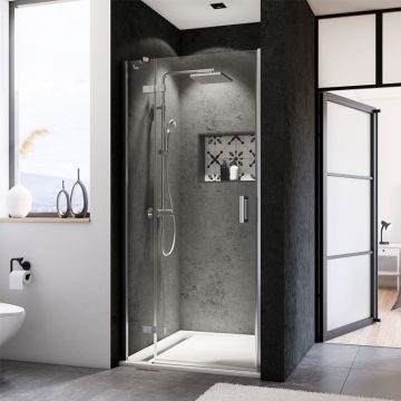 Breuer Panorama Duschtür für Nische - 120 cm Drehtür mit Festteil Ambiente 1