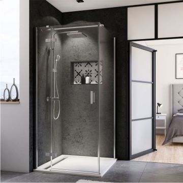 Breuer Panorama Duschtür mit Seitenwand - 90 x 90 cm Drehtür