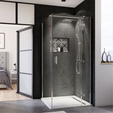 Breuer Panorama Duschtür mit Seitenwand - 90 x 90 cm Drehtür