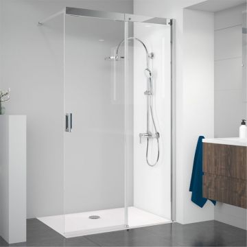 Breuer Panorama Walk In Dusche - 120 cm Schiebetür mit Festteil, Anschlag rechts