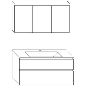 Burgbad Accura Badmöbel Set 122 cm Skizze