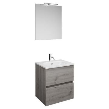 Burgbad Rocio Badmöbel Set 60 cm Eiche Dekor Silber