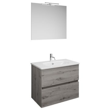 Burgbad Rocio Badmöbel Set 80 cm Eiche Dekor Silber