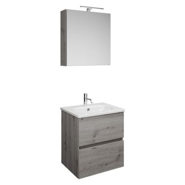 Burgbad Rocio Badmöbel Set 60 cm Eiche Dekor Silber