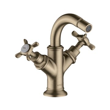 Axor Montreux Bidetarmatur mit Kreuzgriffen und Zugstangen-Ablaufgarnitur