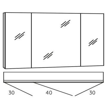 Marlin Bad 3980 Spiegelschrank - 100 cm Skizze