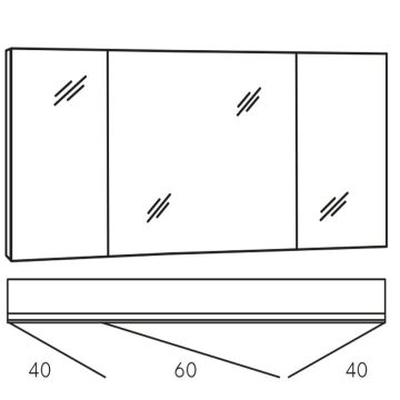 Marlin Bad 3980 Spiegelschrank - 140 cm Skizze