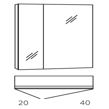 Marlin Bad 3980 Spiegelschrank - 60 cm Skizze