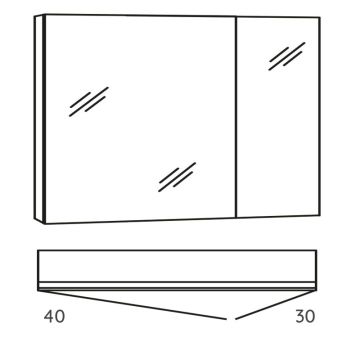 Marlin Bad 3980 Spiegelschrank - 70 cm Skizze
