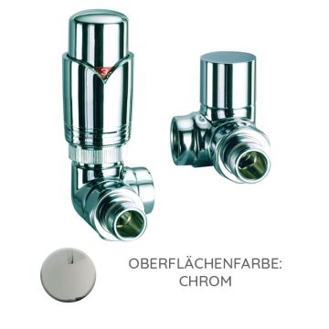 Nordholm Design-Armaturen Set, Chrom, Winkel-Eck, Thermostat im Vorlauf links
