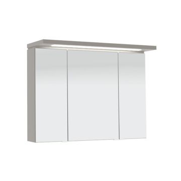 Puris Swing Spiegelschrank mit 3 Doppelspiegeltüren Gesimsboden mit Beleuchtung
