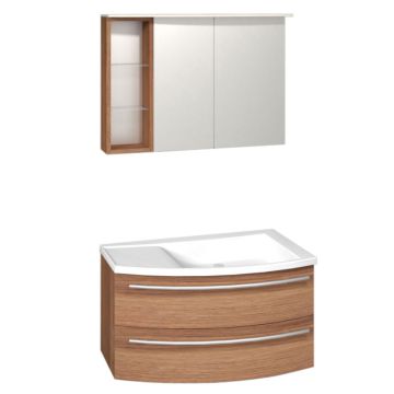 Puris Crescendo Badmöbel Set 90 cm links Flächenleuchte