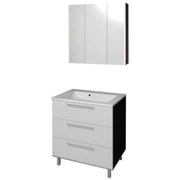 Puris Quada Badmöbel Set 3-2 - 72 cm, Spiegelschrank seitliche Beleuchtung