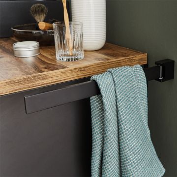 Puris Zubehör Handtuchhalter schwarz matt, einarmig, schwenkbar