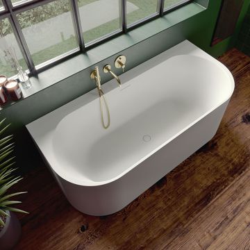 Riho Freistehende Badewanne ValorBACK2WALL - Solid Surface - 180 / 80, weiß matt