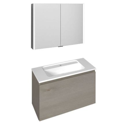 Burgbad Bel Badmöbel Set 14-2 - 81 cm, Spiegelschrank, Mineralguss-Waschtisch, U