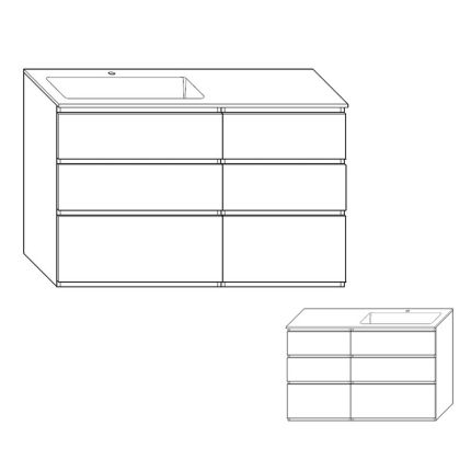 Burgbad LIN20 Waschtisch mit Unterschrank Set 142 cm Skizze