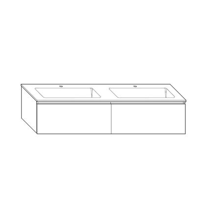 Burgbad LIN20 Doppelwaschtisch mit Unterschrank Set 182 cm Skizze