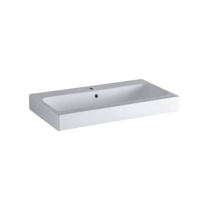 Geberit iCon Aufsatz-Waschtisch Hahnloch, Überlauf, weiß