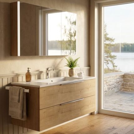 Puris Fresh Badmöbel Set 27 120 cm mit Spiegelschrank Serie C