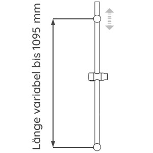 Brausestange: Rund, variabel, Länge 1100 mm