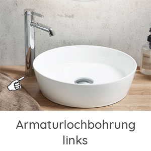 Ausschnitt Waschtischplatte: links für Nizza mit Armaturlochbohrung links