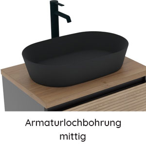 Ausschnitt Waschtischplatte: mittig für Nizza 550 mm - Armaturlochbohrung mittig