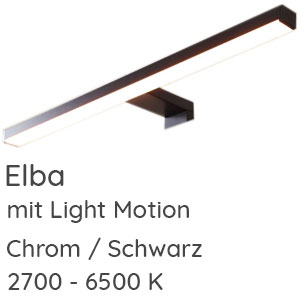 Aufsatzleuchte Spiegelschrank: ELBA schwarz 400 mm Breite, 6 W - mit LightMotion