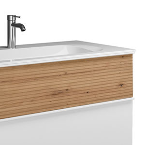 Ausführung Waschtisch mit Unterschrank: mit Plisséefront - Eiche Dekor Urban