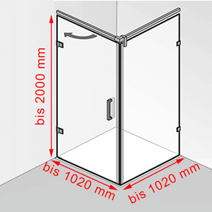 Tiefe / Höhe: bis 1020 mm / bis 2000 mm