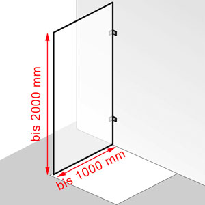 Breite / Höhe: bis 1000 mm / bis 2000 mm