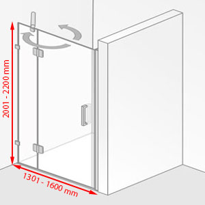 Breite / Höhe: 1301 - 1600 mm / 2001 - 2200 mm