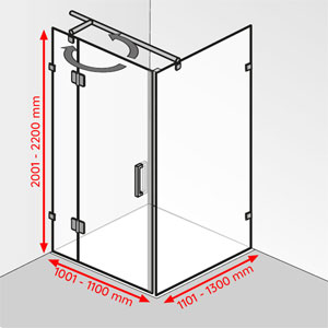 Breite / Tiefe / Höhe: 1001 - 1100 mm / 1101 - 1300 mm / 2001 - 2200 mm