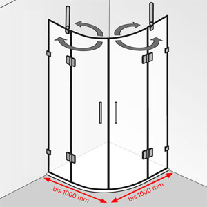 Breite / Tiefe: bis 1000 mm / bis 1000 mm
