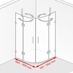 Breite / Tiefe: 1001 - 1100 mm / 1101 - 1300 mm