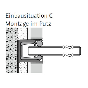 Einputzschiene: mit - Montage im Putz