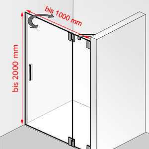 Breite / Höhe: bis 1000 mm / bis 2000 mm