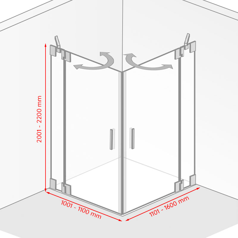 Breite / Tiefe / Höhe: 1001 - 1100 mm / 1101 - 1600 mm / 2001 - 2200 mm