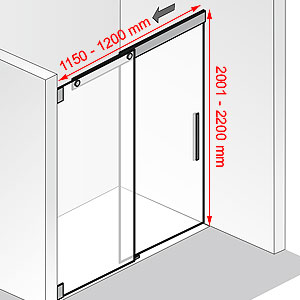 Breite / Höhe: 1150 - 1200 mm / 2001 - 2200 mm