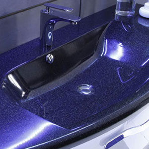 Waschtisch-Typ / -Farbe: Mineralmarmor-Waschtisch - Schwarz-Metallic