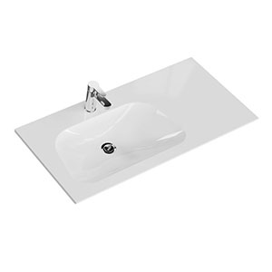 Waschtisch-Typ: Mineralmarmor-Waschtisch - 107 cm, Weiß Glanz, Clou-Überlauf