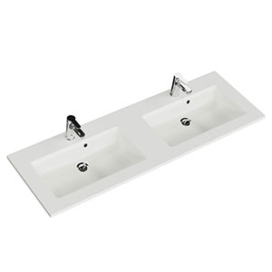 Waschtisch-Typ: Solid Surface Doppel-WT - 153 cm, Weiß Matt, integr Überlauf