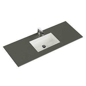 Waschtisch-Typ: Krion-Waschtisch - 136 cm, Grau Natur, Clou-Überlauf