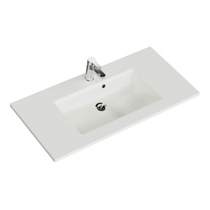 Waschtisch-Typ: Solid Surface WT - 107 cm, Weiß Matt, integrierter Überlauf