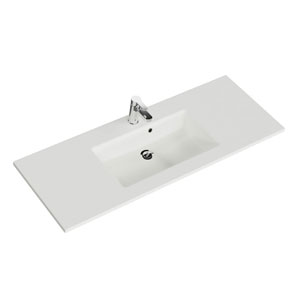 Waschtisch-Typ: Solid Surface WT - 137 cm, Weiß Matt, integrierter Überlauf