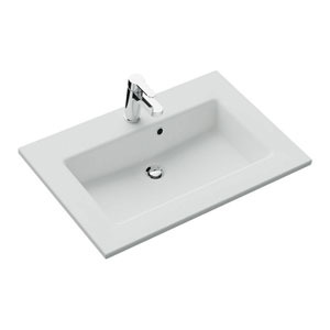 Waschtisch-Typ: Solid Surface WT- 78 cm, Weiß Matt, integrierter Überlauf