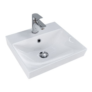 Waschtisch-Typ: 41 cm - Set-Up, Keramik, integrierter Überlauf