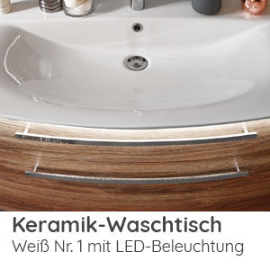Waschtisch-Typ / -Farbe: Keramik Weiss 620 mm Breite mit LED-Beleuchtung